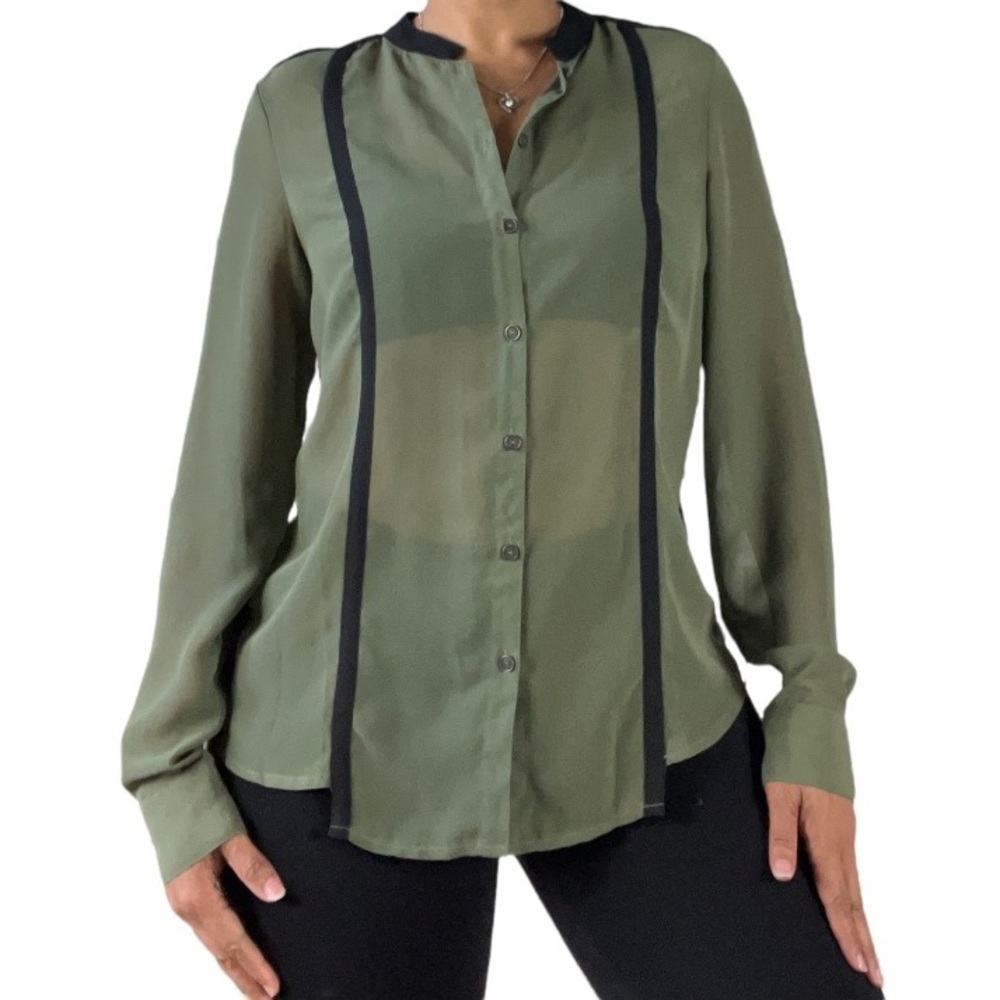 Kardashian Kollection Olive & Black Blouse, L
